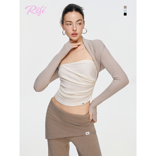 长袖 RIFI 高弹凉感贴肤罩衫 罩衫 上衣瑜伽普拉提训练 针织短款
