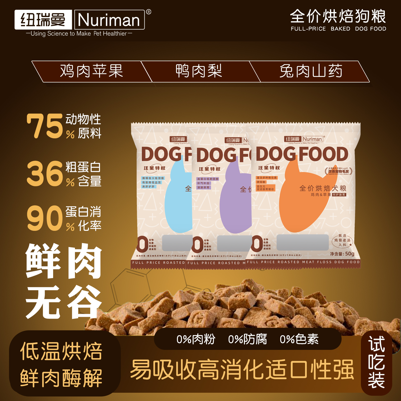 纽瑞曼全价低温烘焙鲜肉无谷狗粮