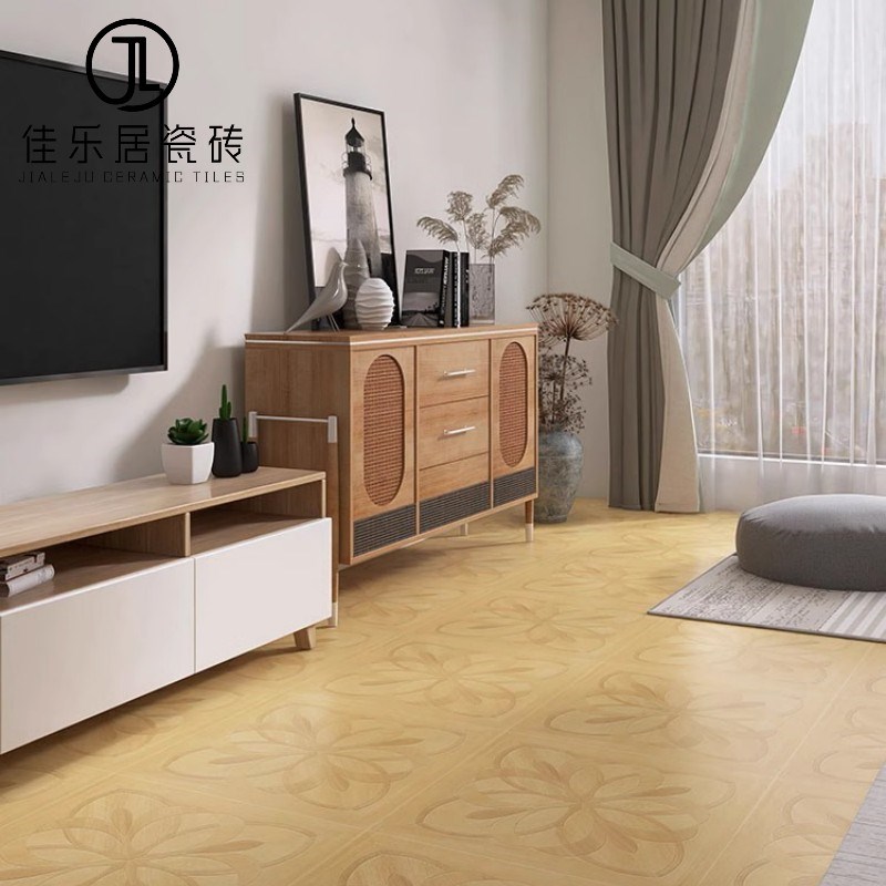 法式复古拼花木纹砖600X600客厅卧室阳台防滑地砖餐厅仿实木瓷砖