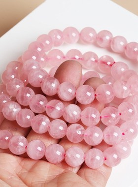 正品保障天然果冻马粉晶手链女款简约水晶圆珠手串手饰品现货