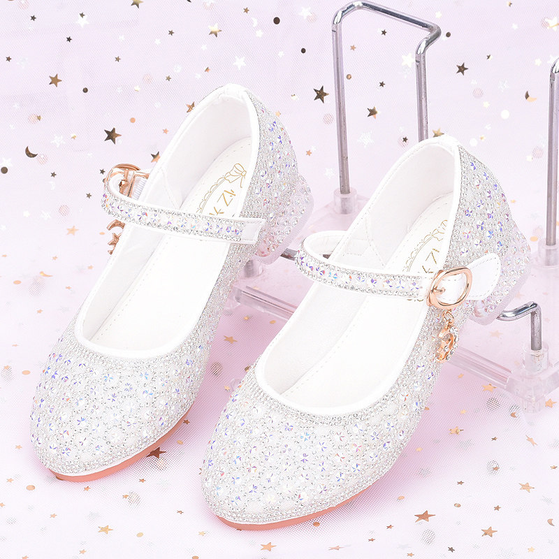 新款水钻珍珠女童高跟鞋银色公主水晶鞋儿童皮鞋简约走秀鞋演出鞋,童鞋/婴儿鞋/亲子鞋,水晶/水钻鞋,淘宝优惠券,粉丝福利购,淘宝优惠卷
