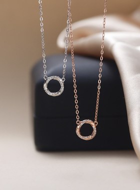 莫比乌斯环项链女纯银锁骨链小众设计感2023年新款秋季高级感饰品