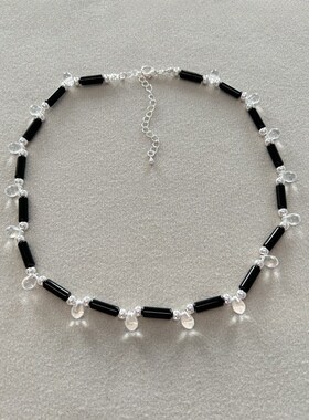 青岛工厂高级感日韩小众设计拼接水滴串珠锁骨颈链轻奢个性项链女