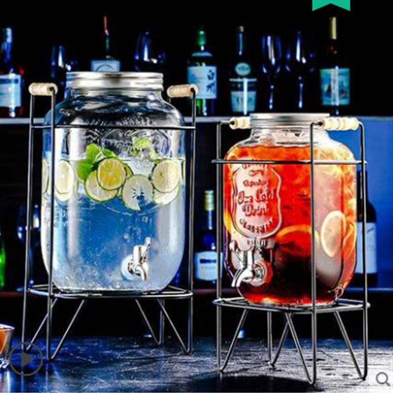 夏天玻璃酒桶泡酒瓶带龙头甜品台饮料桶啤酒水果茶桶罐网红可乐桶