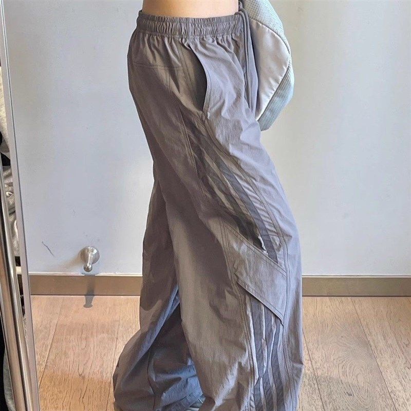 大码胖妹妹美式条纹速干工装裤女春夏伞兵冲锋裤高腰直筒阔腿长裤,女装/女士精品,大码裤装,淘宝优惠券,粉丝福利购,淘宝优惠卷