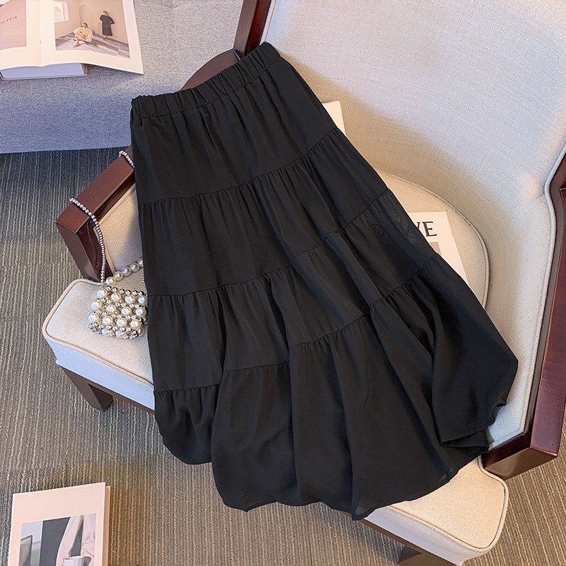 大码半身裙胖mm春夏雪纺蛋糕褶皱松紧高腰藏肉遮肚巨显瘦百搭长裙,女装/女士精品,大码半身裙,淘宝优惠券,粉丝福利购,淘宝优惠卷