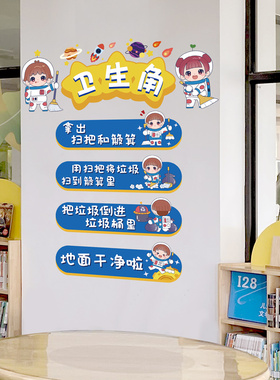 卫生角墙贴纸自粘幼儿园小学教室区域规划墙面装饰班级文化墙布置
