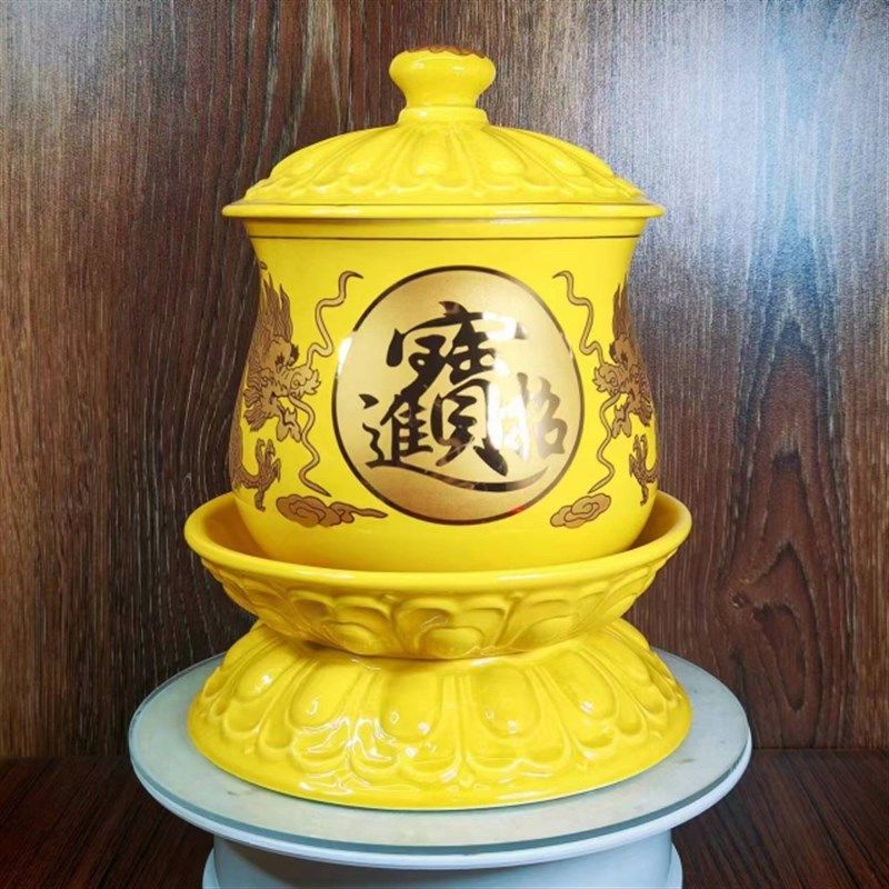 特大关公水杯大容量庙里财神杯寺院双龙进宝字赵公明杯招财摆件,家居饰品,桌面摆件,淘宝优惠券,粉丝福利购,淘宝优惠卷
