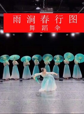 雨涧春行图古典舞蹈伞走秀伞傣族舞演出伞道具伞透明绢纱伞跳舞伞