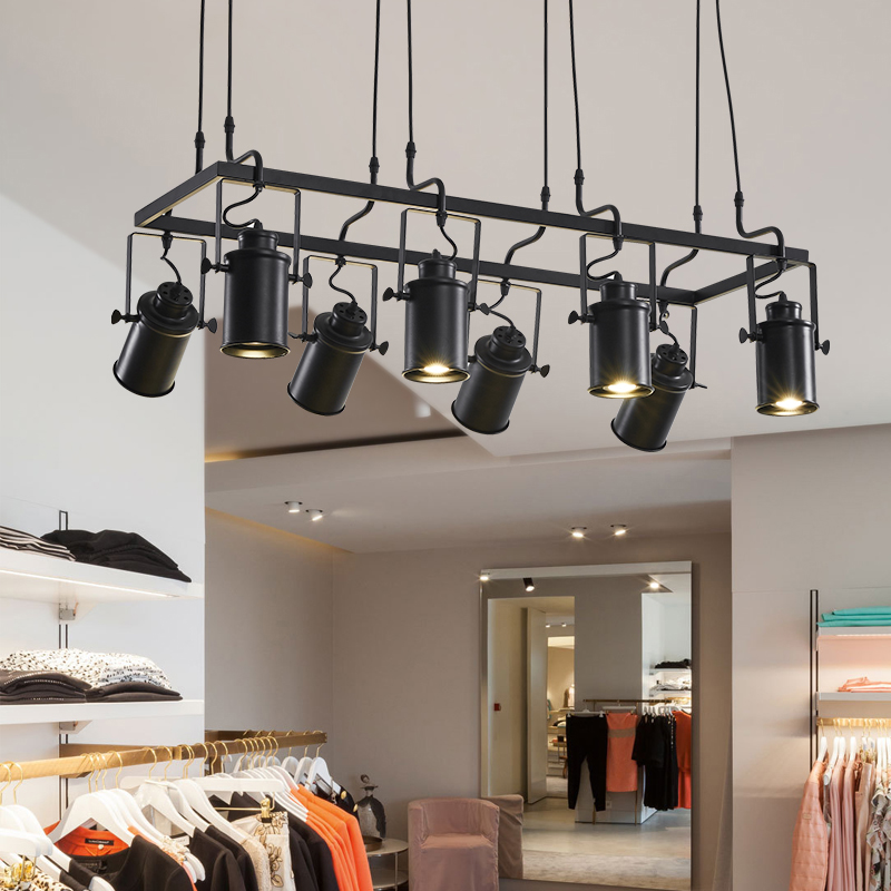 店铺商用服装店射灯轨道式吊灯吧台餐厅背景墙装饰造型工业风灯具