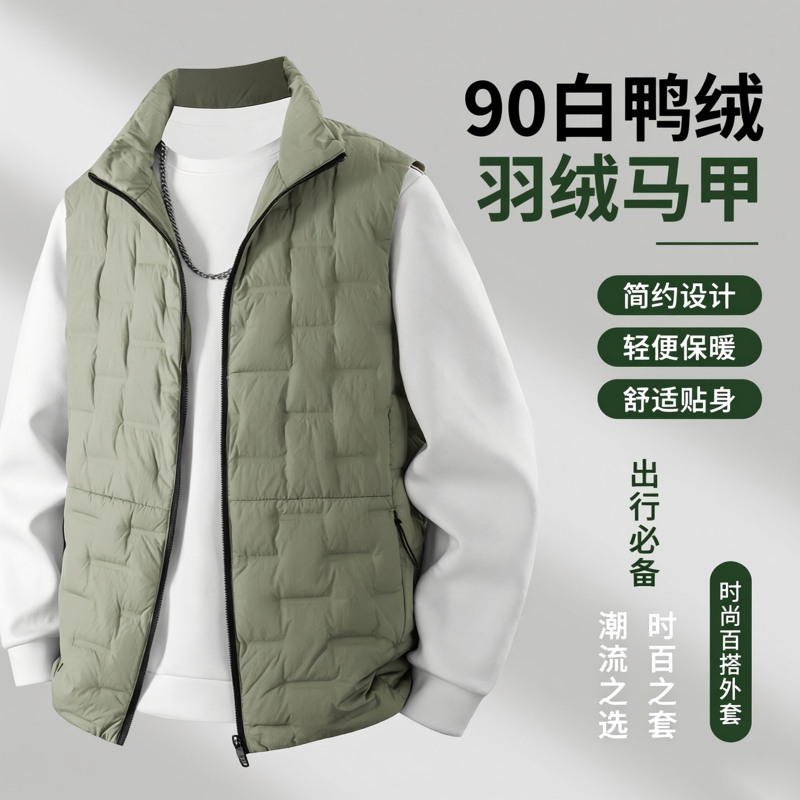 2025新款男士羽绒马甲90白鸭绒