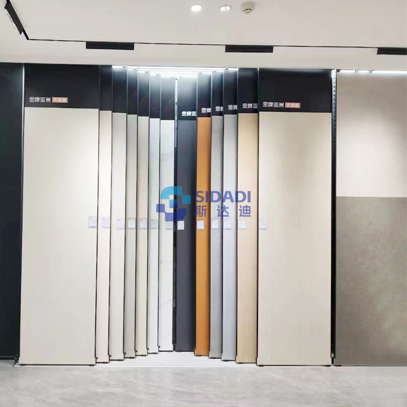 瓷砖展示架调节推拉岩板展架铝型材滑轨地砖展示柜面黑
