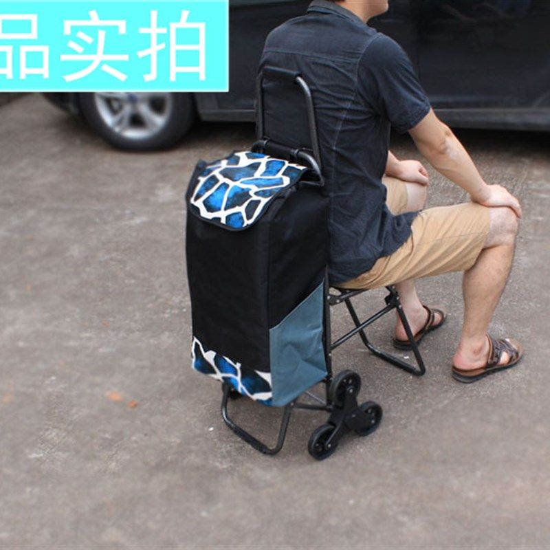 杰适购物车便携爬楼买菜车手拉杆车行李车布袋车坐带椅子