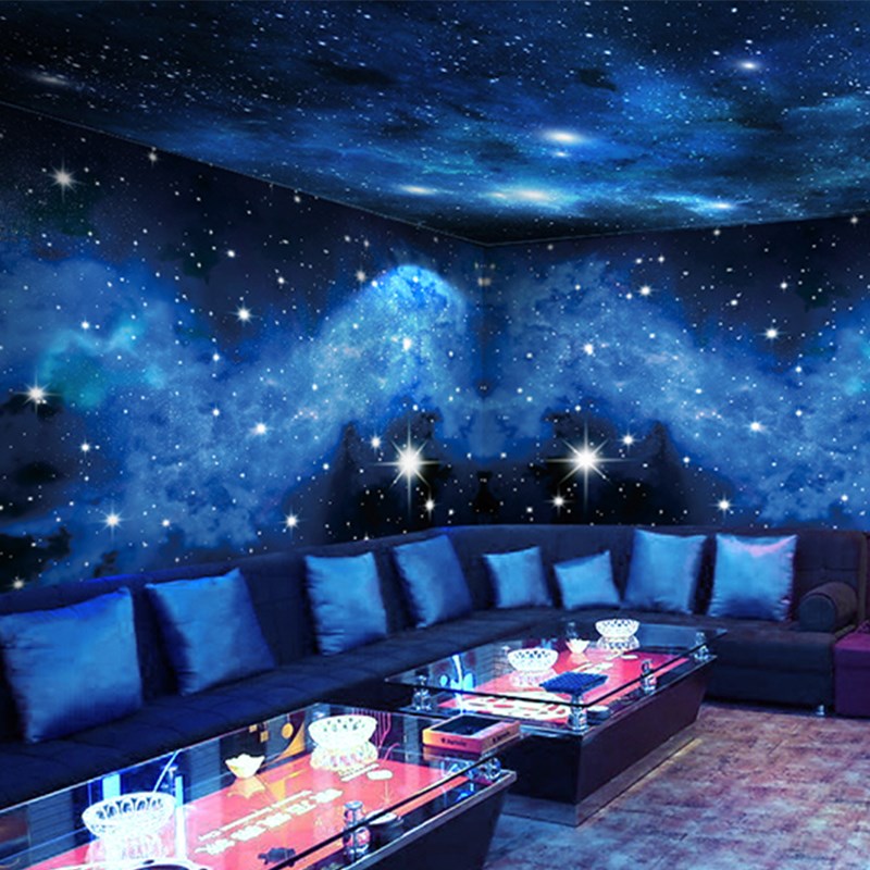 D宇宙星空壁纸天板吊顶墙布宾馆酒吧包厢背景墙纸定制壁画