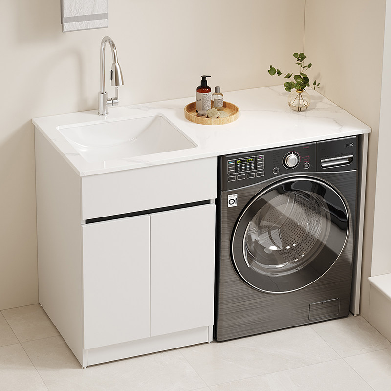 阳台洗衣柜一体柜岩板陶瓷盆定制滚筒洗衣槽池洗衣伴侣