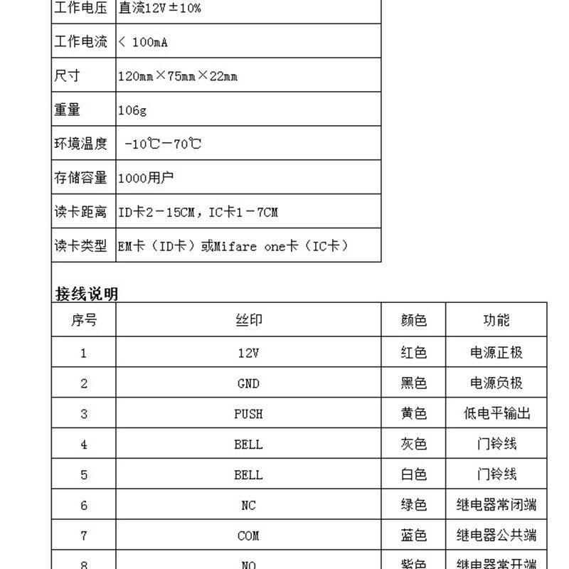 ID门禁机 管理卡门禁机 新款刷卡门禁机 门禁机 直接控制电磁锁