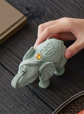 创意青砂石平安如意象茶宠摆件精品可养茶玩茶桌茶台茶具装饰品