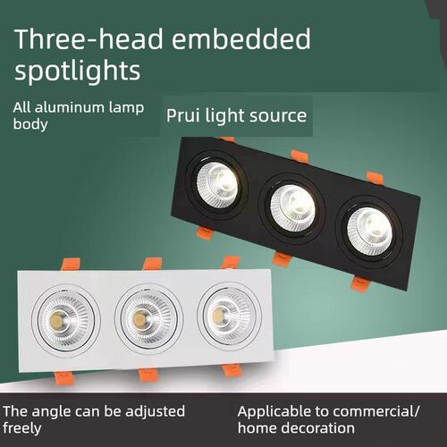 三头led嵌入式店铺商用O斗胆灯LED长方形格栅灯玄关过道灯