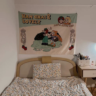 左咸敦道背景布房间挂布租房背景墙挂毯挂画卧室宿舍床头装饰墙布