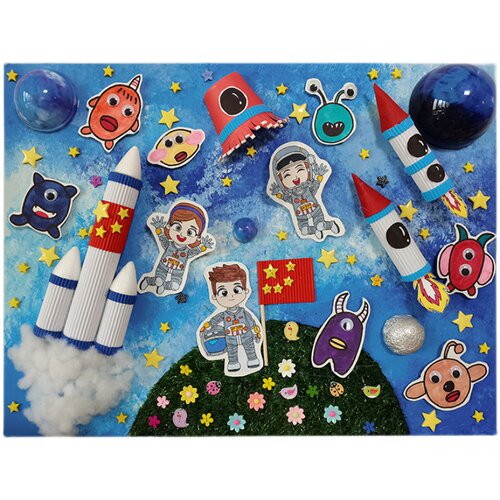 纯手工创意木板画成品d立体 di益智美术小学生作业半成品