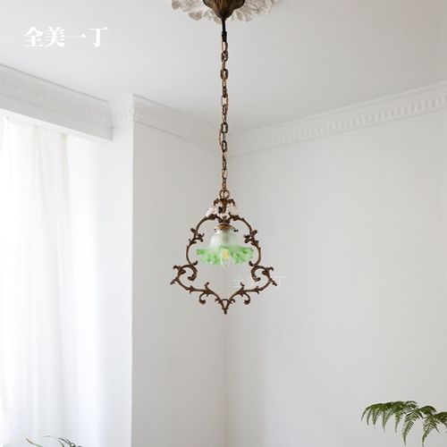 全美一丁法式复古珍珠朵铜吊灯法式床头衣帽间卧室灯浴室灯
