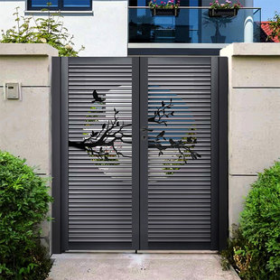 别墅庭院大门折叠门电动门中门农村自建房庭院门民宿门现代风