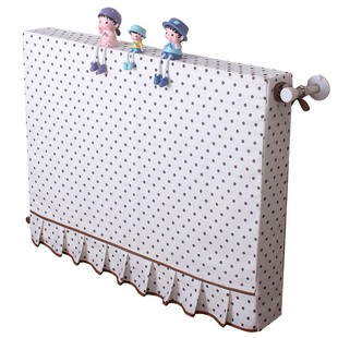 暖气片罩子布艺防尘罩老式全包白底咖点暖气片罩装饰定制