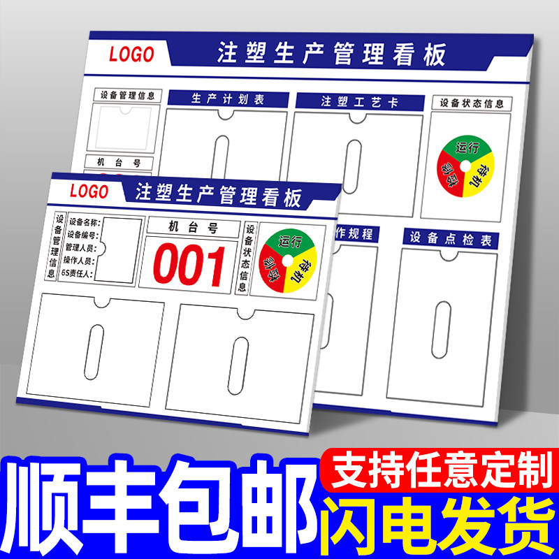注塑工厂生产车间标识牌展板板公示公告栏卡槽设备运行状态管理维