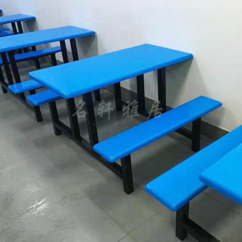 人员工地学生公司食堂工厂不锈钢餐桌椅连体人学校饭堂8人
