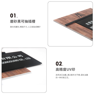 公司门牌办公室名牌更换标牌木纹色标识牌企业名称标志牌