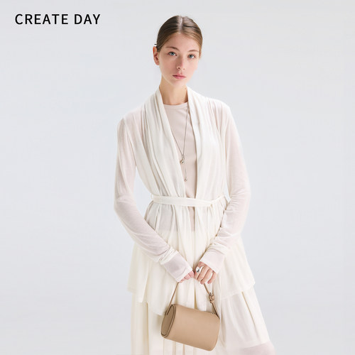 CREATE DAY 松弛感ROW风女士开衫莱赛尔透气舒适女士外套开衫
