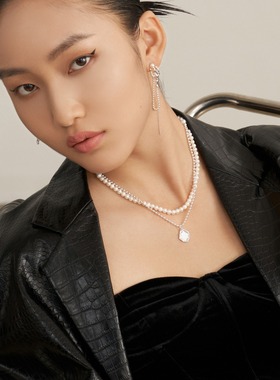 纯银珍珠双层项链