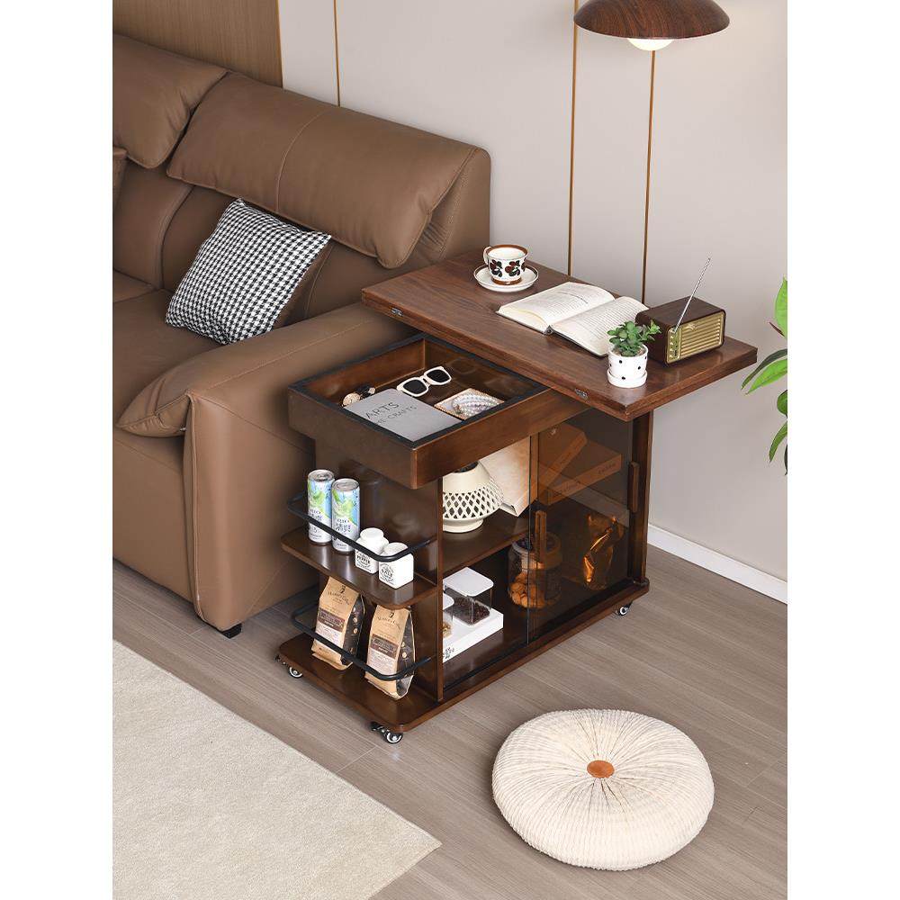 客厅沙发边柜窄柜侧柜移动茶几置物架多功能迷你轻奢高级感小边几