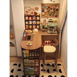 深耕木艺实木吧台桌子客厅伸缩移动一体餐边柜小户型隔断日式岛台