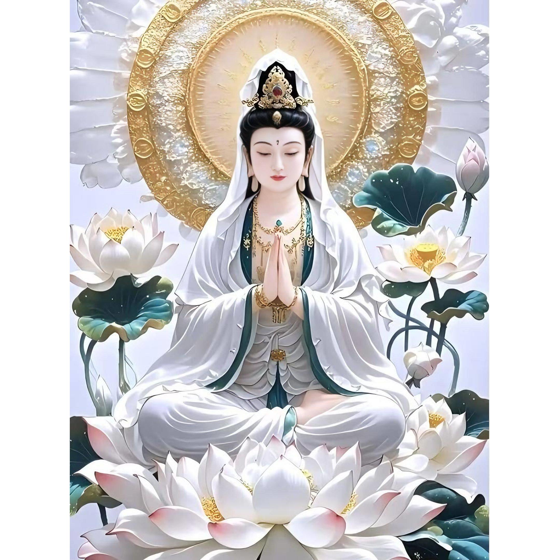 带框钻石画满钻方钻手工贴钻绣客厅玄关神龛竖版新款佛像观音菩萨
