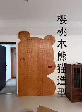 北美FAS级红橡木樱桃木黑胡桃实木洞洞板入户玄关壁挂展示架定制