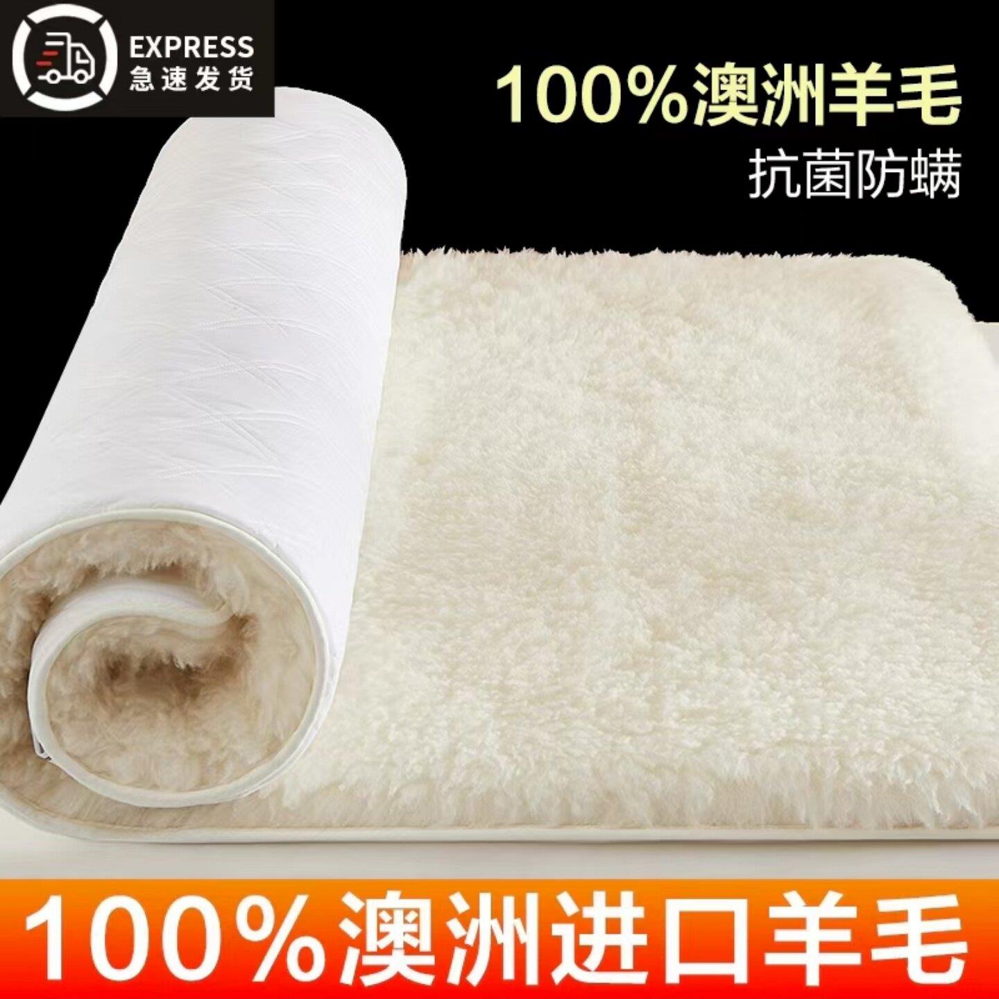 100%进口澳洲羊毛床垫软垫冬季床褥子加厚单人冬天保暖羊羔绒垫子