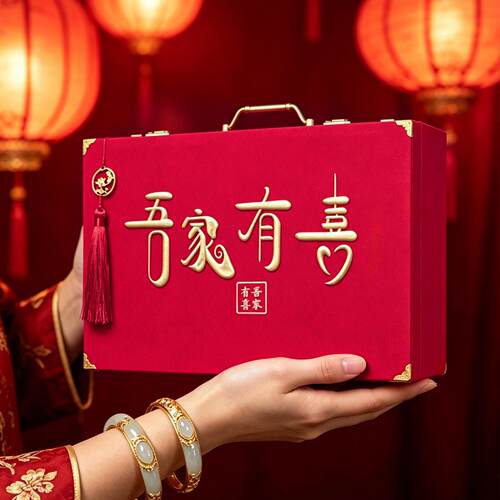 订婚彩礼箱彩礼钱盒子现金彩礼盒结婚布置装饰聘金礼金盒高档全套