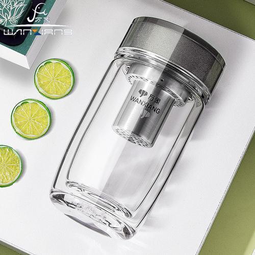 万象玻璃杯双层商务男女士简约隔热水杯时尚个性茶杯家用杯子V181