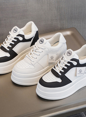 内增高8CM小白鞋女士2025爆款春夏新款超轻厚底鞋子黑色板鞋单鞋