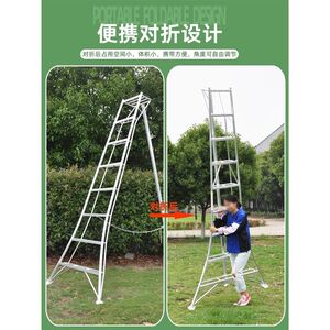 园林专用三角梯果园果树采摘修剪梯铝合金三脚梯子摘果铝合金梯子