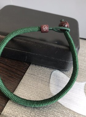 补木手链 手工编织 檀木雕刻莲花