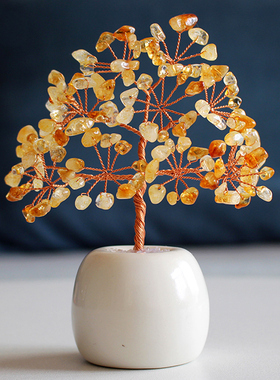 发财树摆件招财水晶树办公室客厅摇钱树桌面摆件乔迁开业礼物