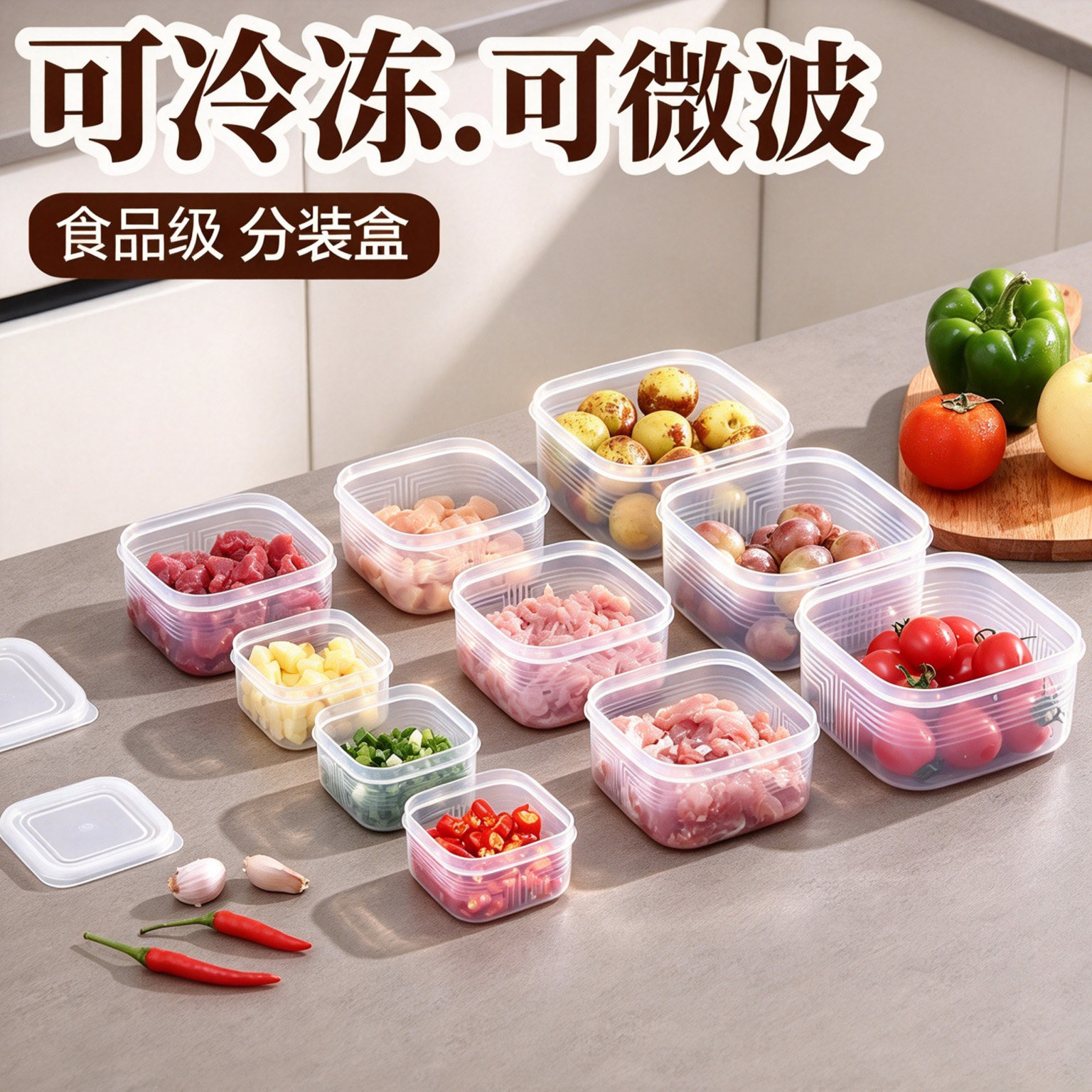 食品级冰箱收纳盒保鲜盒家用冻肉分格盒子冷冻分装盒食品冷冻盒