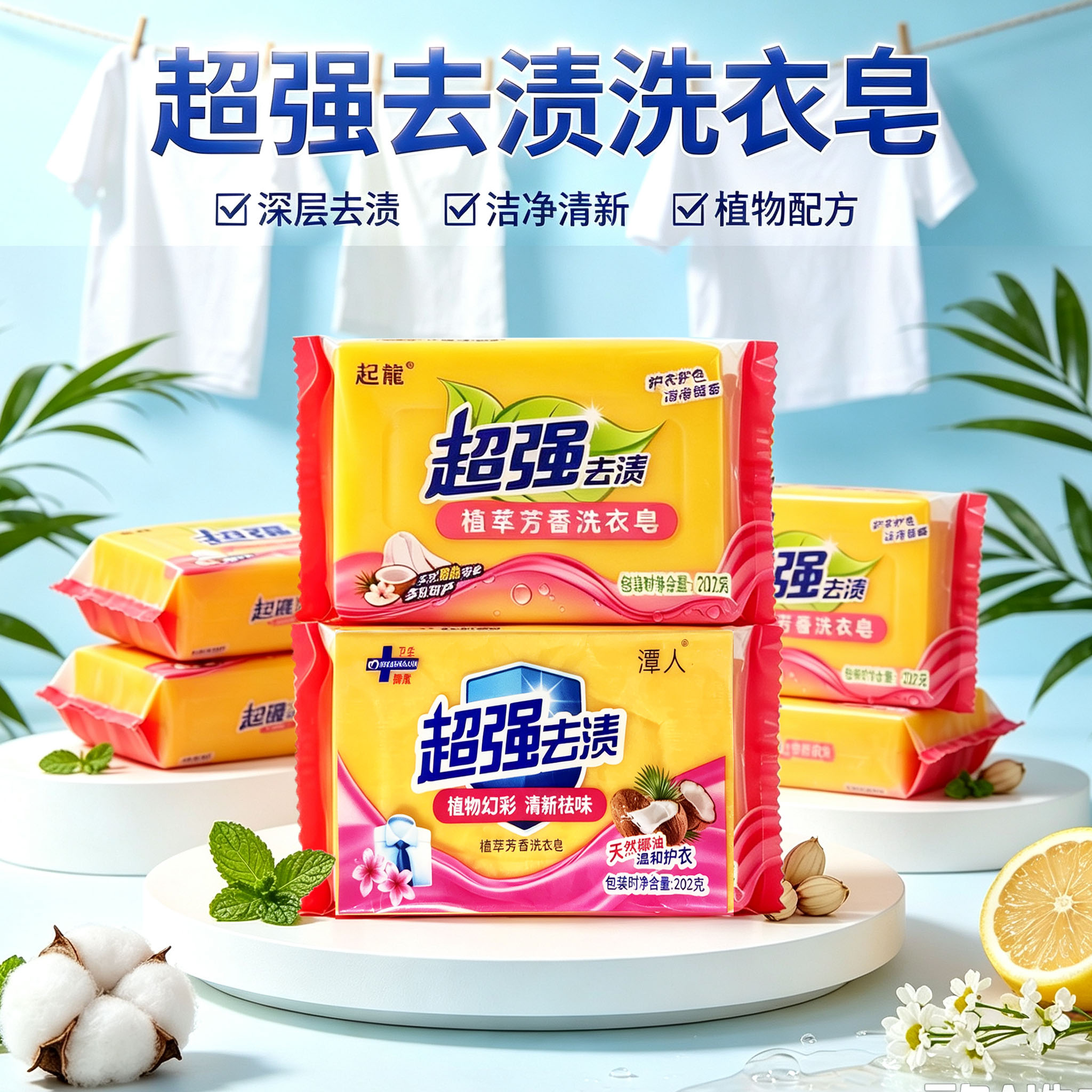 洗衣肥皂去渍强力家庭装去污增白肥皂超强去渍洗内衣皂大块装