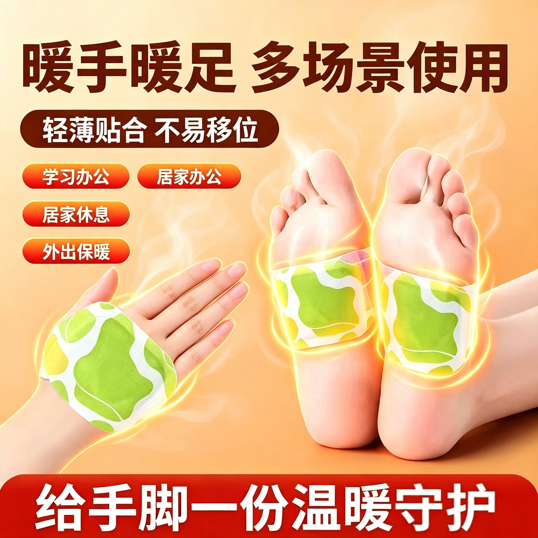 蒸汽暖足贴穿戴式热敷暖贴自发热暖宝宝贴手足两用热敷暖手贴