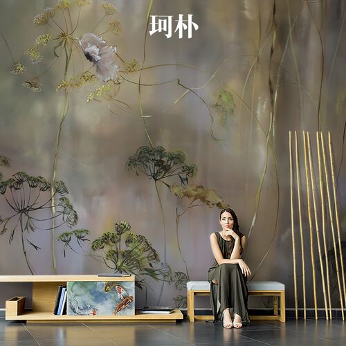 新中式复古树藤印花壁纸卧室餐厅沙发影视墙纸装修房子壁画壁纸
