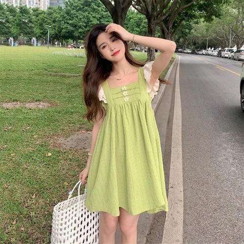 夏天孕妇b裙小个子飞袖连衣裙2023夏季清新无袖裙时尚洋气孕妇夏