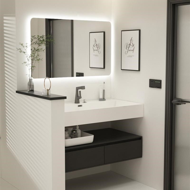 微晶石一体盆浴室柜卫生间洗漱台日式G酒店风洗手池纳米岩石洗脸