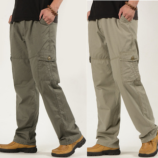 中老年工作裤 子加肥加大运动裤 男工装 爸爸直筒宽松休闲裤 裤 夏季